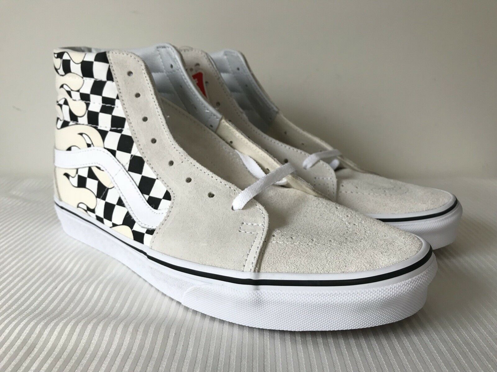 1600x1200 VANS Sk8 Hi Checker Flame Classic White Men's Skate Shoes Size 13