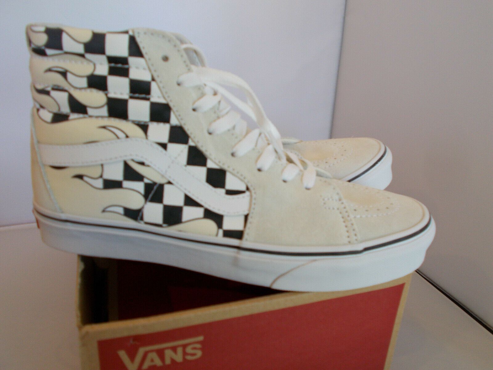 1600x1200 VANS Sk8-hi Checker Flame Skateboarding Shoes Men's Size 8