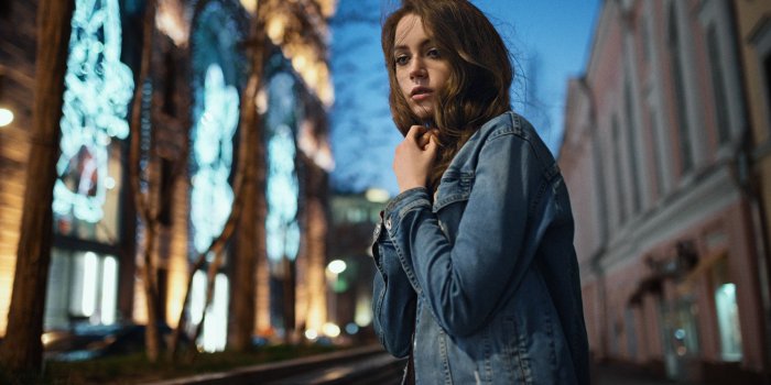 1920x1080 HD wallpaper: women outdoors, denim, portrait, jeans jacket, Ksenia