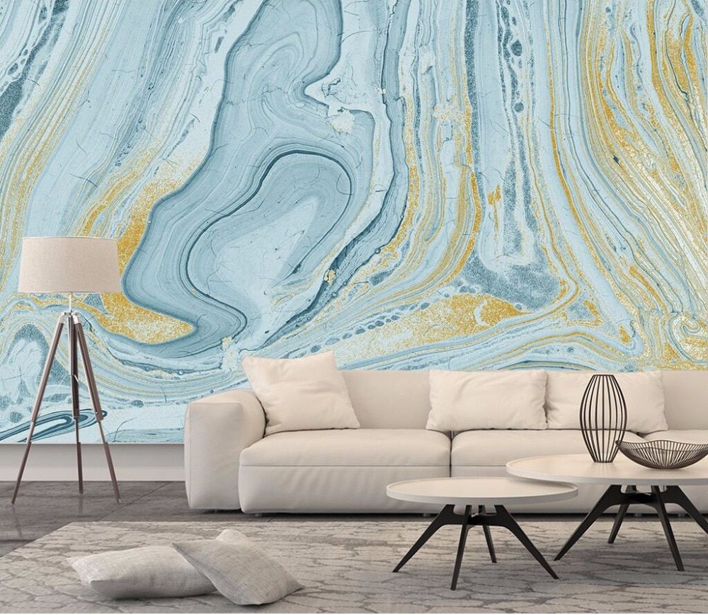 1000x869 US $18.0 |Luxurious Gold Print Blue Texture Marble Wallpaper For Walls 8D  wall stickers for living room Wallpaper mural 3d Wall Mural -in Wallpapers 