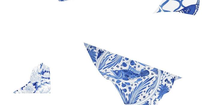 1000x1000 WHITE & BLUE PLATE FRAGMENT - Contemporary wallpaper / nonwoven fabric /  art print / marble look by Mineheart | ArchiExpo