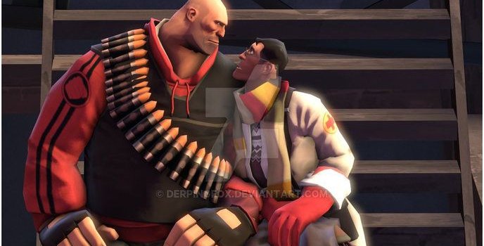 688x1162 TF2 [SFM] Heavy and Medic by DerpingFox