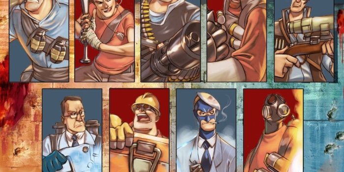 1024x768 Assorted cartoon character collage, Team Fortress 2, Scout