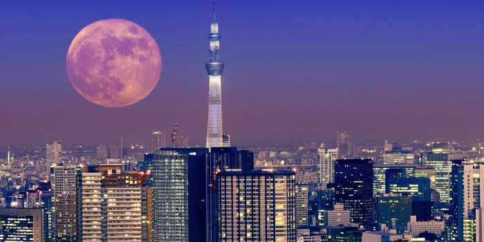 1920x1080 Night Full Moon Tokyo Skyline wallpapers | Freshwallpapers