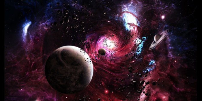 1680x1050 Red and purple galaxy, planet, space, galaxy, black holes HD