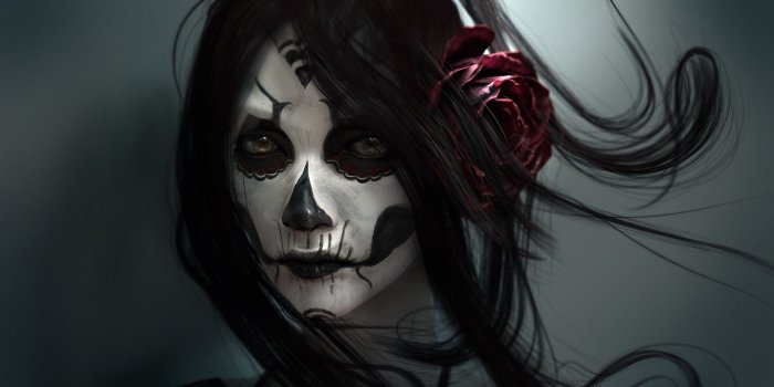 1920x1080 2827527 1920x1080 digital art face rose dark hair looking at viewer