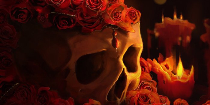 1920x1200 Red Roses Skull - Skull And Roses Background, Hd Wallpapers