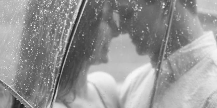 2624x3936 Grayscale photography of couple under transparent umbrella on rainy