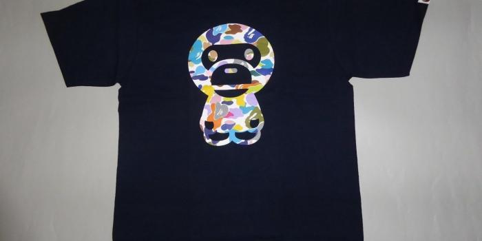 1600x1200 17063 Bape Multi Camo Big Baby Milo Navy Tee L - Ogre You Asshole T