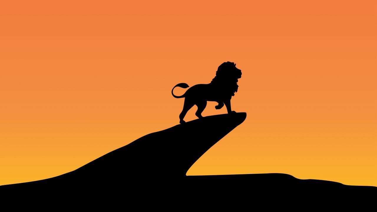 1280x720 Wallpaper Lion King, Silhouette, Sunset, 4K, 8K, Minimal, #14729