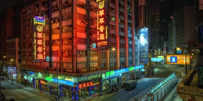 2560x1600 Cityscapes streets buildings crossing Hong Kong city lights
