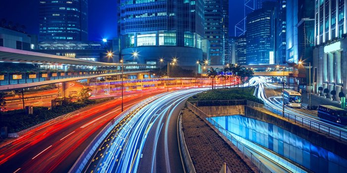 1280x853 Images Hong Kong China Roads riding Night Street lights Cities