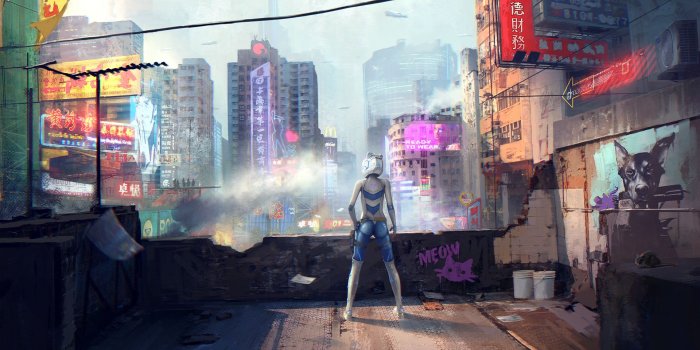 1920x1056 ArtStation - Hong Kong Street. Meow Patrol), Sergey Zabelin