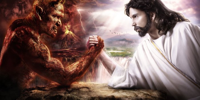 4001x2400 Jesus vs Devil digital wallpaper, digital art, God, Satan HD