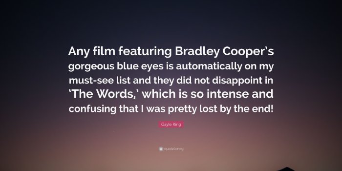 3840x2160 Gayle King Quote: “Any film featuring Bradley Cooper's gorgeous blue