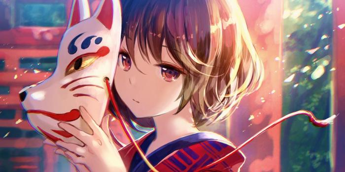 1280x800 Anime Girl Fox Mask HD wallpaper download