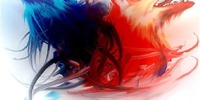 1024x768 red, blue, wolf, raven Pictures, red, blue, wolf, raven Images, red