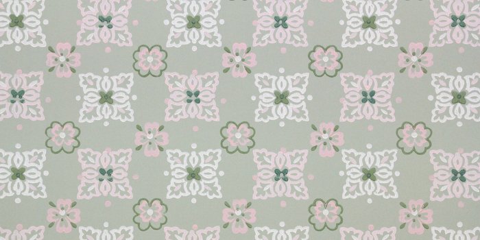 1200x800 1940s Vintage Wallpaper Pink White Geometric on Green