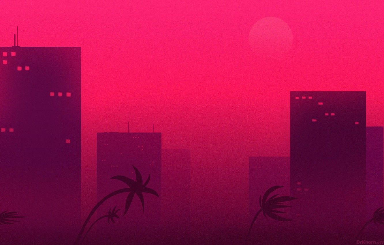 1332x850 Wallpaper the city, palm trees, Hotline Miami, Hotline Miami 2