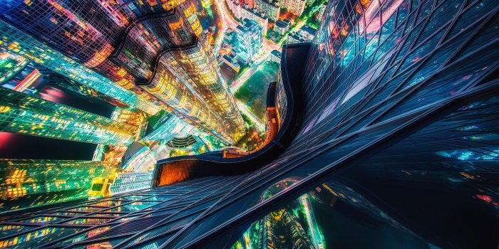 2880x1800 Download wallpapers Busan, South Korea, skyscrapers, top view, night