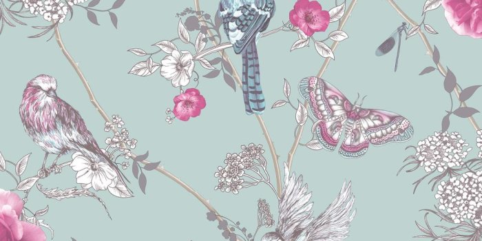 1000x1000 Paradise Garden Mint Green Wallpaper