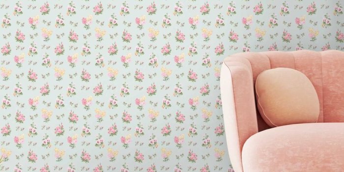 1000x1000 Posies in Pale Green Wallpaper