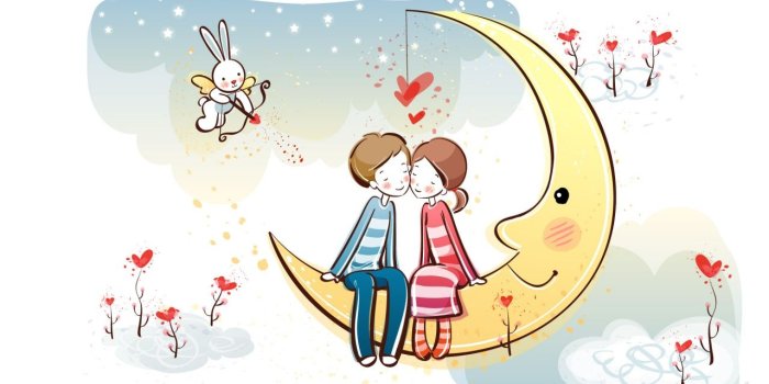 1280x800 Download Sweet Couple On Moon HD Wallpaper - Wallpapers Printed