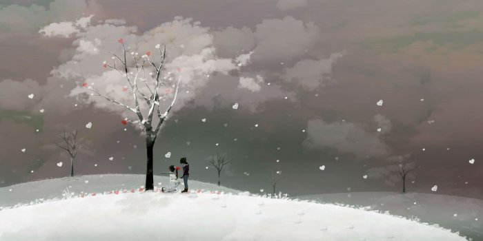 1920x1080 HD Winter Love Wallpaper