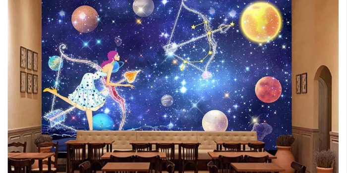 1074x790 Customized 3D large-scale photo mural wallpaper 12 Constellation  Sagittarius Starry Galaxy Theme Hotel Restaurant Living Room Background