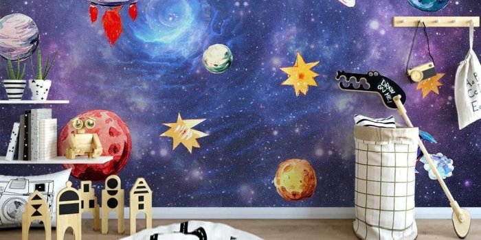 1023x883 Watercolor galaxy kids wallpaper mural Peel and Stick fantastic watercolor  space planet nursery wall paper decor playroom wall art