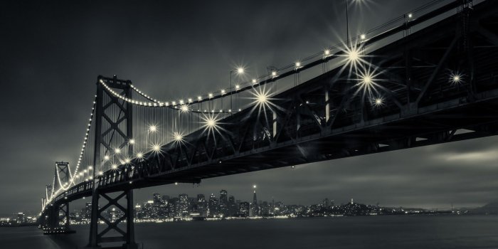1920x1248 Wallpaper San Francisco, California, fires, Bay Bridge, night, black