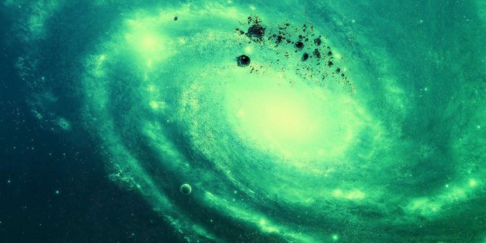 1600x1200 HD Green Outer Space Stars Galaxies Planets Rocks Asteroids wide
