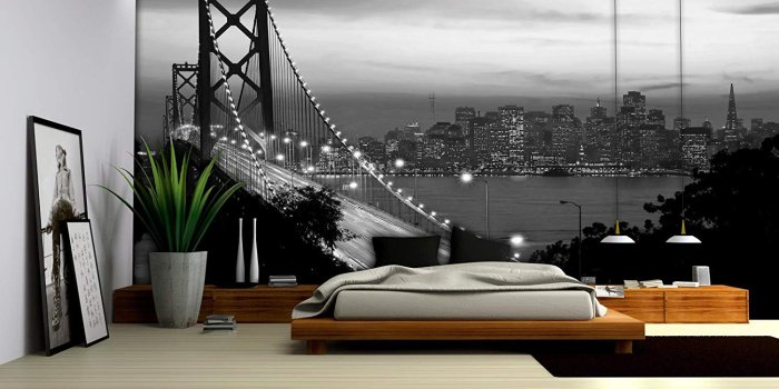 1500x993 Black and White Golden Gate Bridge San Francisco City Wallpaper Mural