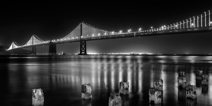 2880x1800 2880x1800 San Francisco Bay Bridge At Night Time Monochrome 5k