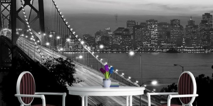 1079x1079 Black and White Golden Gate Bridge San Francisco City Wallpaper Mural