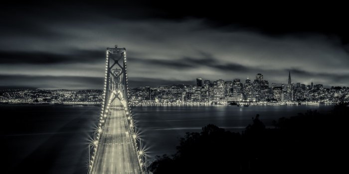 1920x1200 Wallpaper San Francisco, California, fires, Bay Bridge, night, black