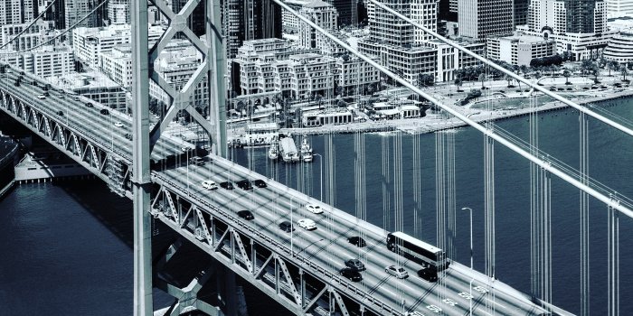 3190x3988 a black and white aerial shot of the bridge connecting san francisco