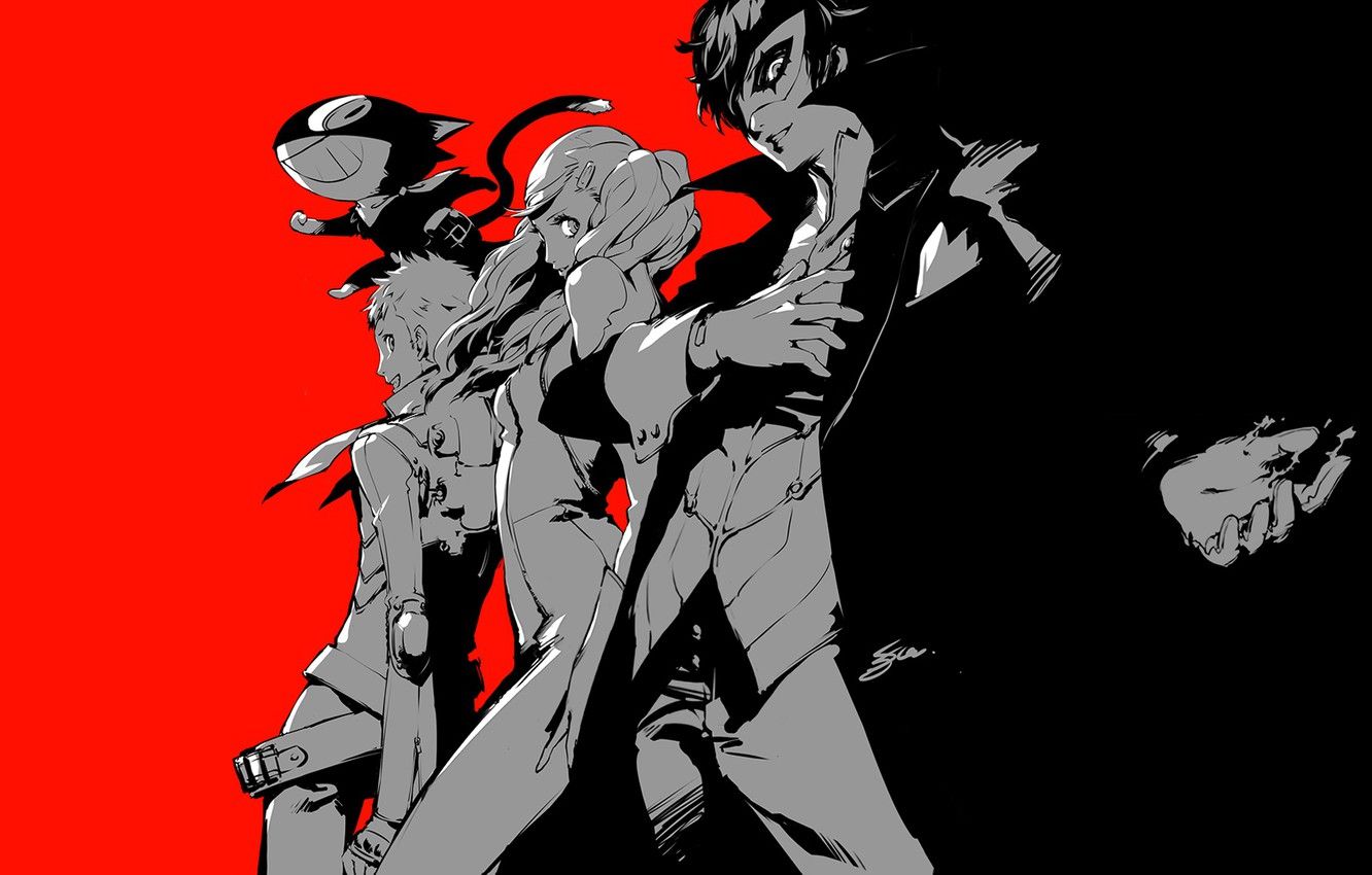 1332x850 Wallpaper red, black, the game, anime, art, characters, person