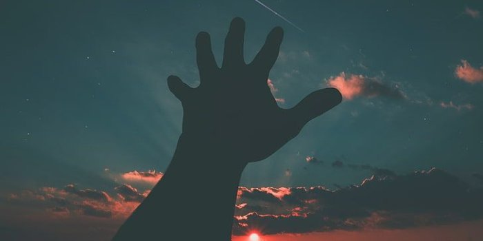 728x1092 HD wallpaper: silhouette of left human hand, starry sky, night, moon