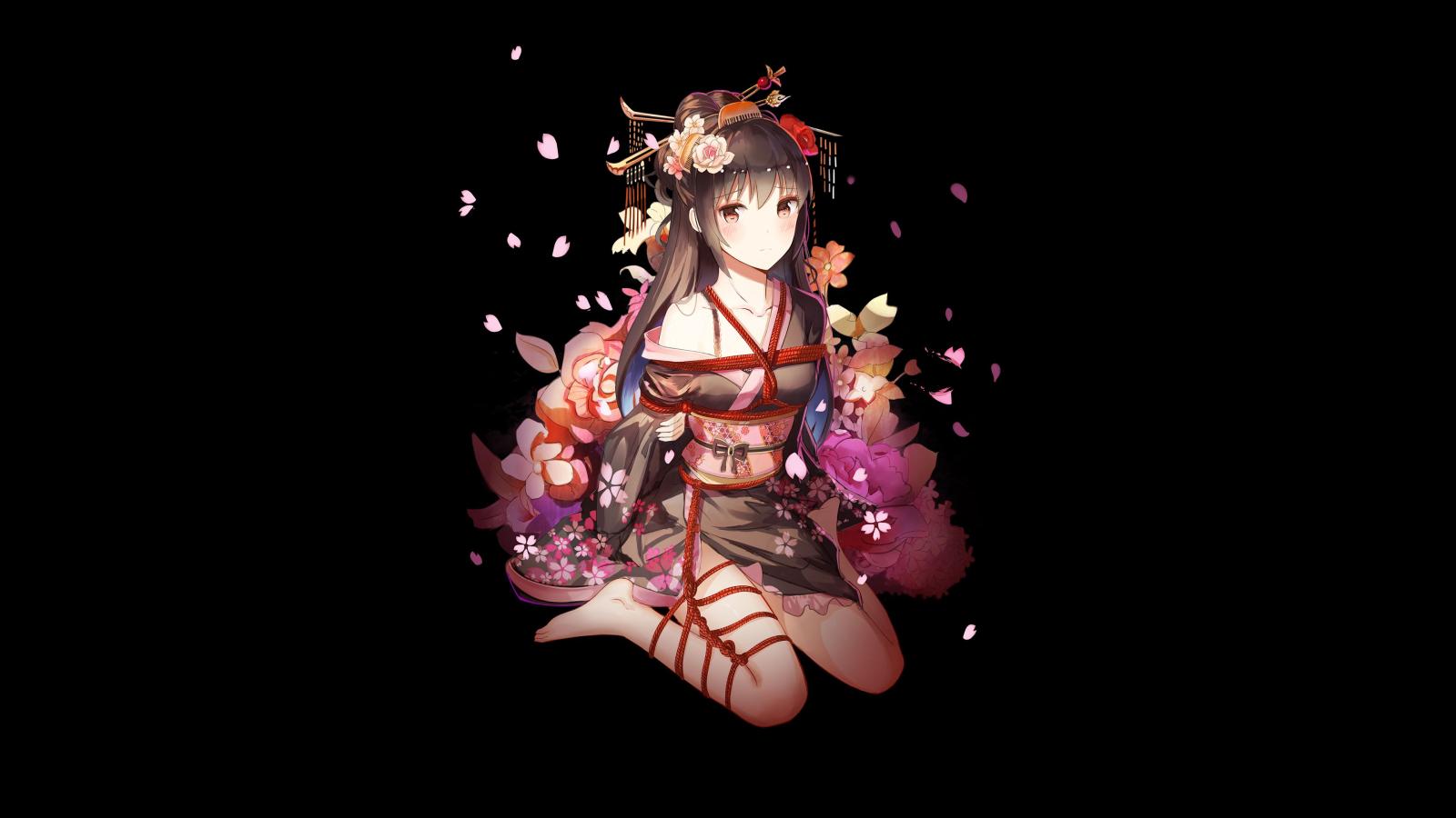 3840x2160 Wallpaper Anime girl, Dark background, 4K, Anime, #15747