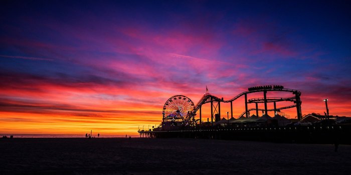 1920x1080 Place of fun, Santa Monica Pier at sunset, City Of Los Angeles