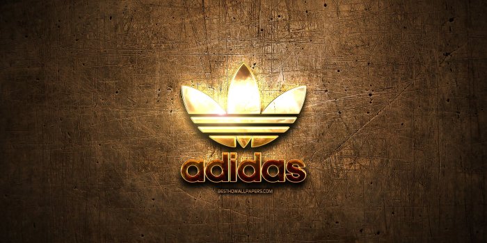 2560x1600 Adidas Golden Logo, Creative, Brown Metal Background, - Golden