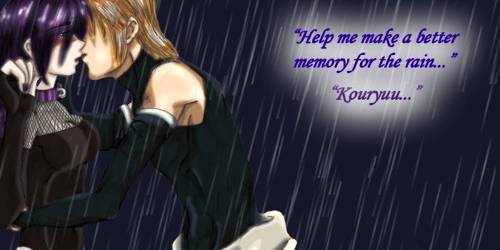 1024x768 Anime Couple Kissing Rain Image ~ Couple Picture