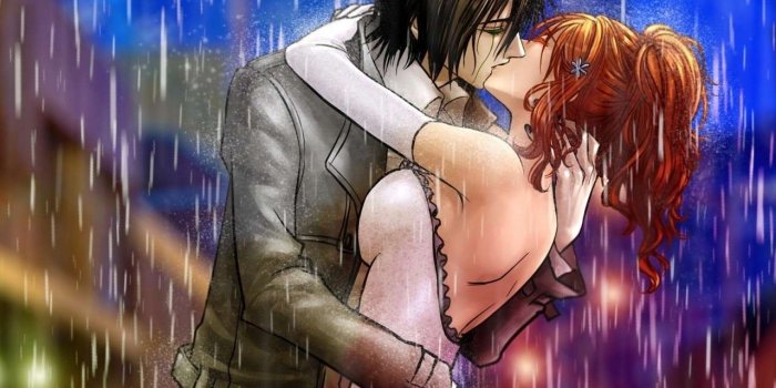 1280x960 Download Couple Kissing In The Rain Drawing Hd Wallpaper - Bleach