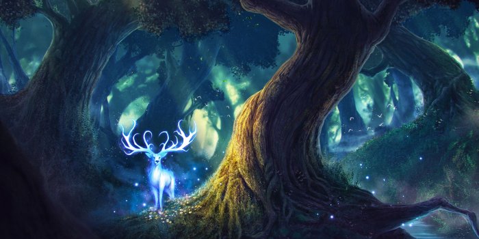3840x2400 Wallpaper Magic, Forest, Fairies, Deer, HD, 4K, Creative Graphics, #8552