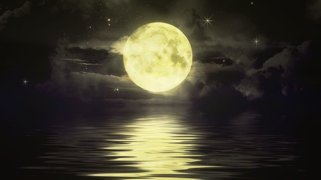 1280x720 Wallpaper Full moon, Stars, Reflection, HD, Nature, #4897