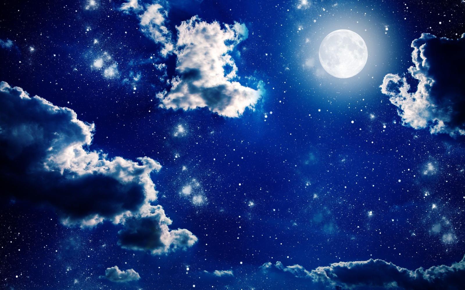 2880x1800 Download 2880x1800 Clouds, Moon, Night, Stars Wallpapers for MacBook