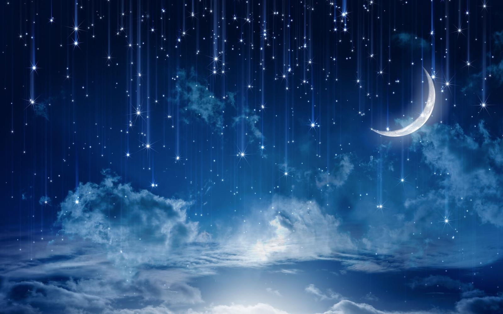 2560x1600 Falling Stars And Moon (#151643) - HD Wallpaper Download