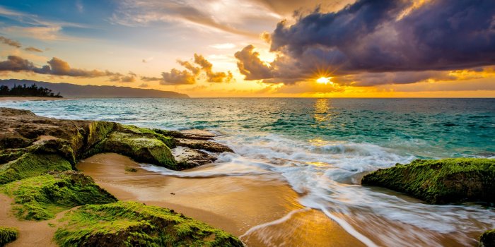 3840x2160 Wallpaper Hawaii, sunset, beach, ocean, coast, sky, 4k, Travel