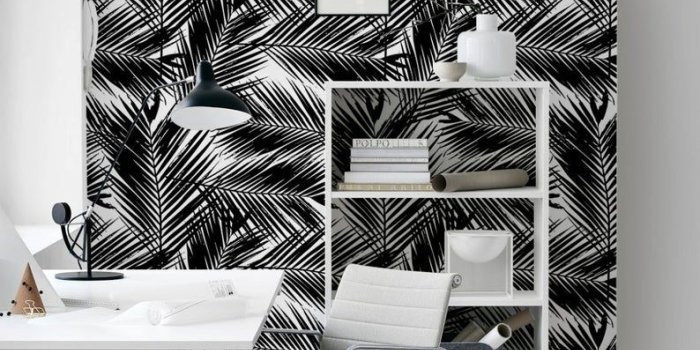 794x1061 Dark palm tree leaves wallpaper || Black and white || Tropical and exotic  || Reusable wall mural #71